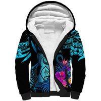 Polynesian Guam Sherpa Hoodie With Latte Stone Happy Liberation Day LT9 Unisex Blue - Polynesian Pride