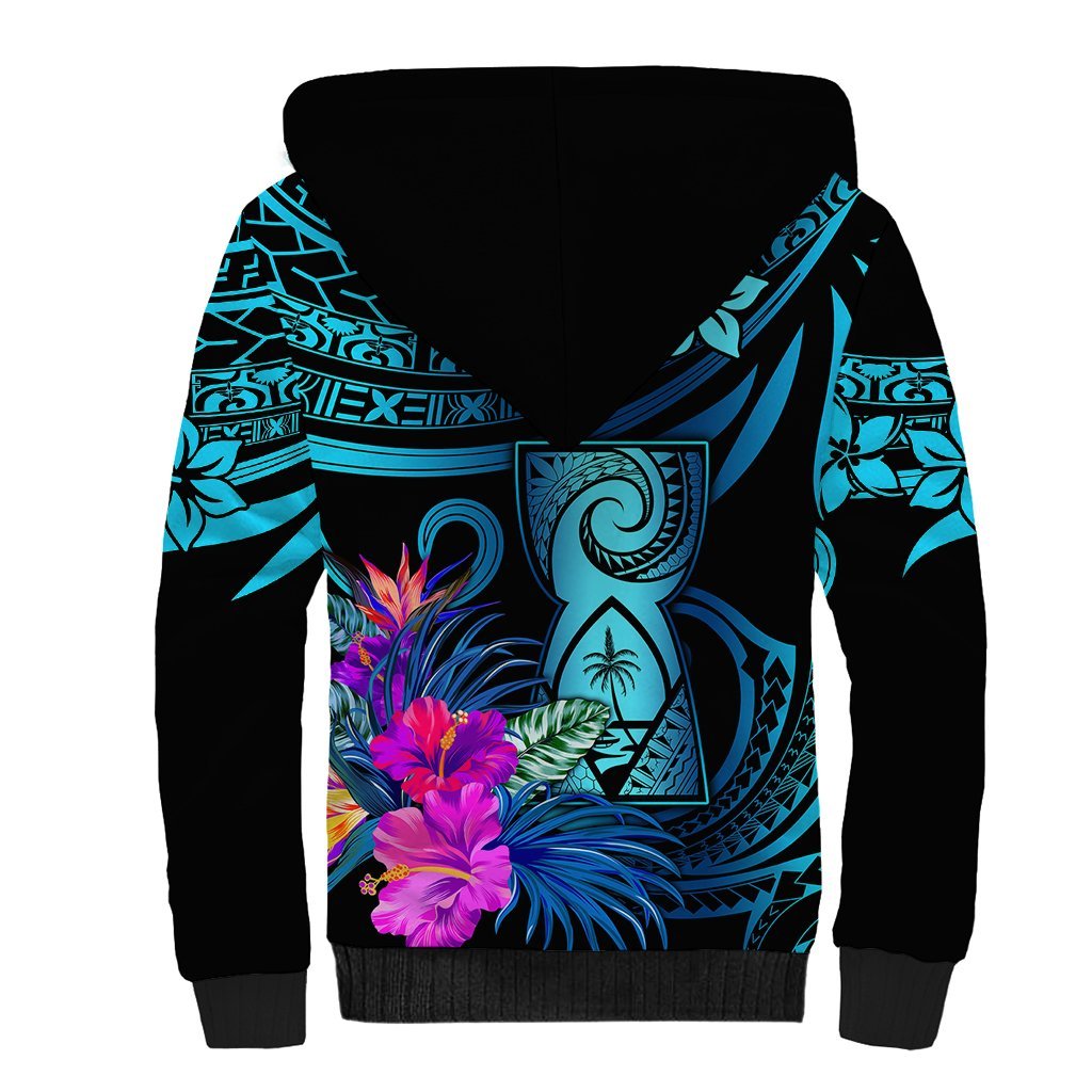 Polynesian Guam Sherpa Hoodie With Latte Stone Happy Liberation Day LT9 - Polynesian Pride