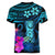 Polynesian Guam Women V Neck T Shirt With Latte Stone Happy Liberation Day LT9 - Polynesian Pride