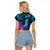 Custom Polynesian Guam Raglan Cropped T Shirt With Latte Stone Happy Liberation Day LT9 - Polynesian Pride
