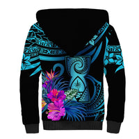 Custom Polynesian Guam Sherpa Hoodie With Latte Stone Happy Liberation Day LT9 - Polynesian Pride
