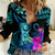 Custom Polynesian Guam Women Casual Shirt With Latte Stone Happy Liberation Day LT9 Female Blue - Polynesian Pride