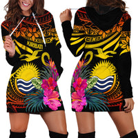Polynesian Kiribati Independence Day Hoodie Dress Kiribati Emblem with Hibiscus Pacific Beauty LT9 - Polynesian Pride
