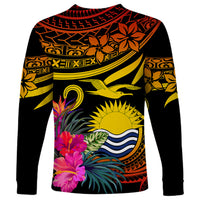 Polynesian Kiribati Independence Day Long Sleeve Shirt Kiribati Emblem with Hibiscus Pacific Beauty LT9 - Polynesian Pride