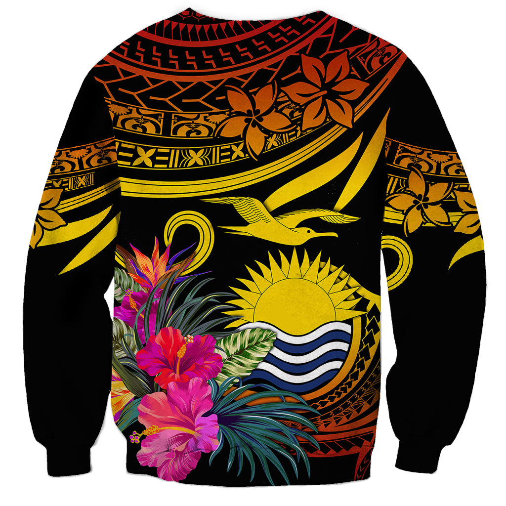 Polynesian Kiribati Independence Day Sweatshirt Kiribati Emblem with Hibiscus Pacific Beauty LT9 - Polynesian Pride