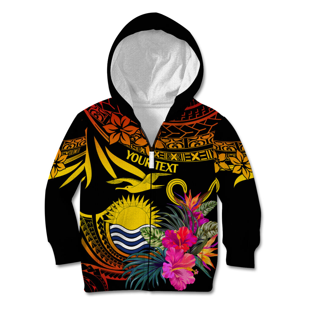 Custom Polynesian Kiribati Independence Day Kid Hoodie Kiribati Emblem with Hibiscus Pacific Beauty LT9 - Polynesian Pride