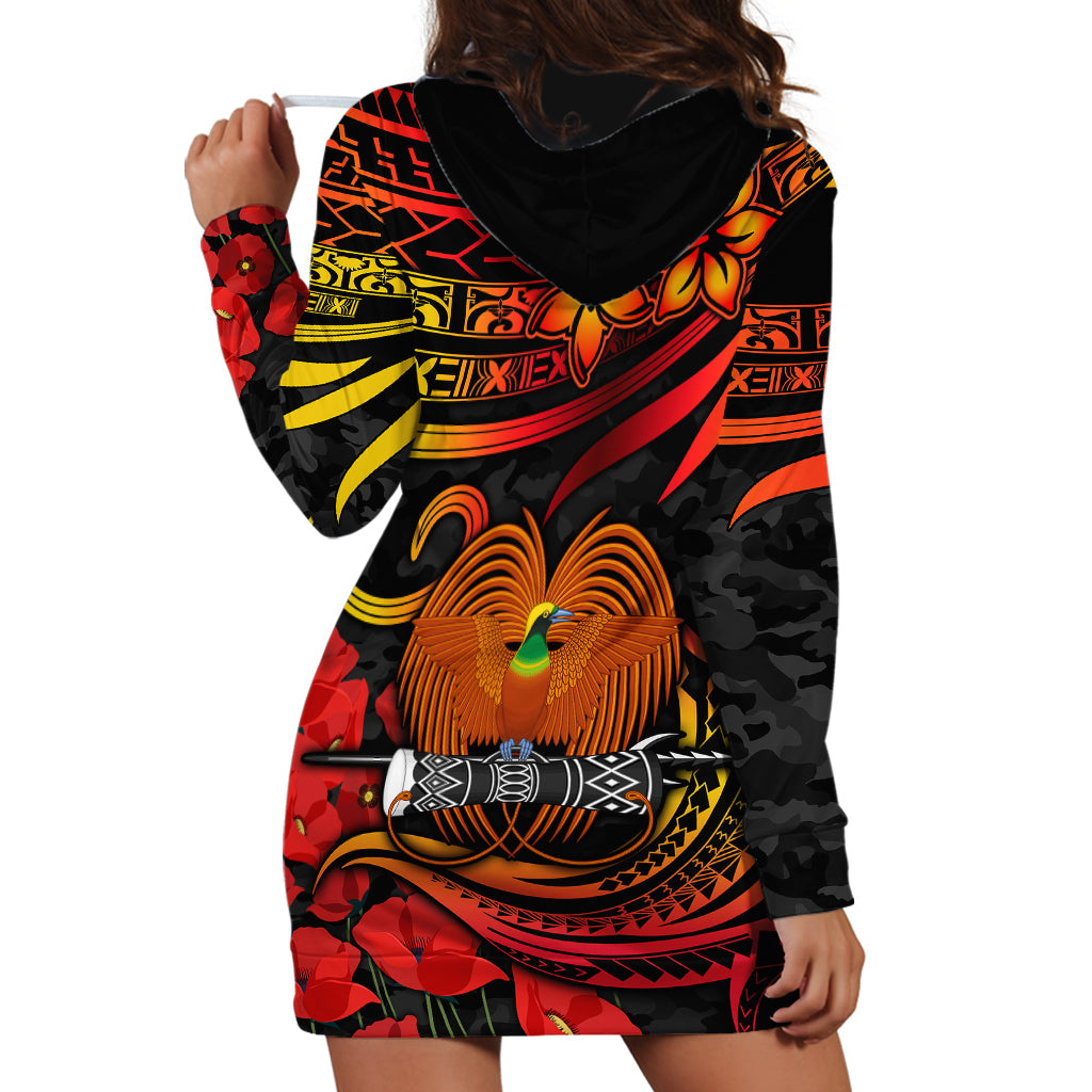 Custom PNG Remembrance Day Hoodie Dress Polynesian Tribal and Poppy LT9 - Polynesian Pride