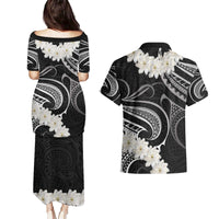 White Sunday Tokelau Gardenia Thunbergia Couples Matching Puletasi and Hawaiian Shirt Fakamalo Atu Kia Te Koutou Uma