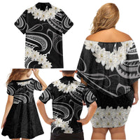 White Sunday Tokelau Gardenia Thunbergia Family Matching Off Shoulder Short Dress and Hawaiian Shirt Fakamalo Atu Kia Te Koutou Uma