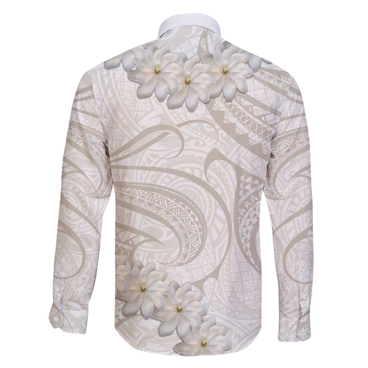 Tokelau Gardenia Thunbergia Family Matching Off The Shoulder Long Sleeve Dress and Hawaiian Shirt Black Polynesian Art Vibe