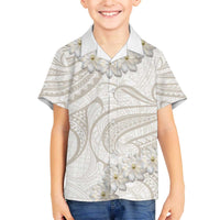 Tokelau Gardenia Thunbergia Family Matching Off The Shoulder Long Sleeve Dress and Hawaiian Shirt Black Polynesian Art Vibe