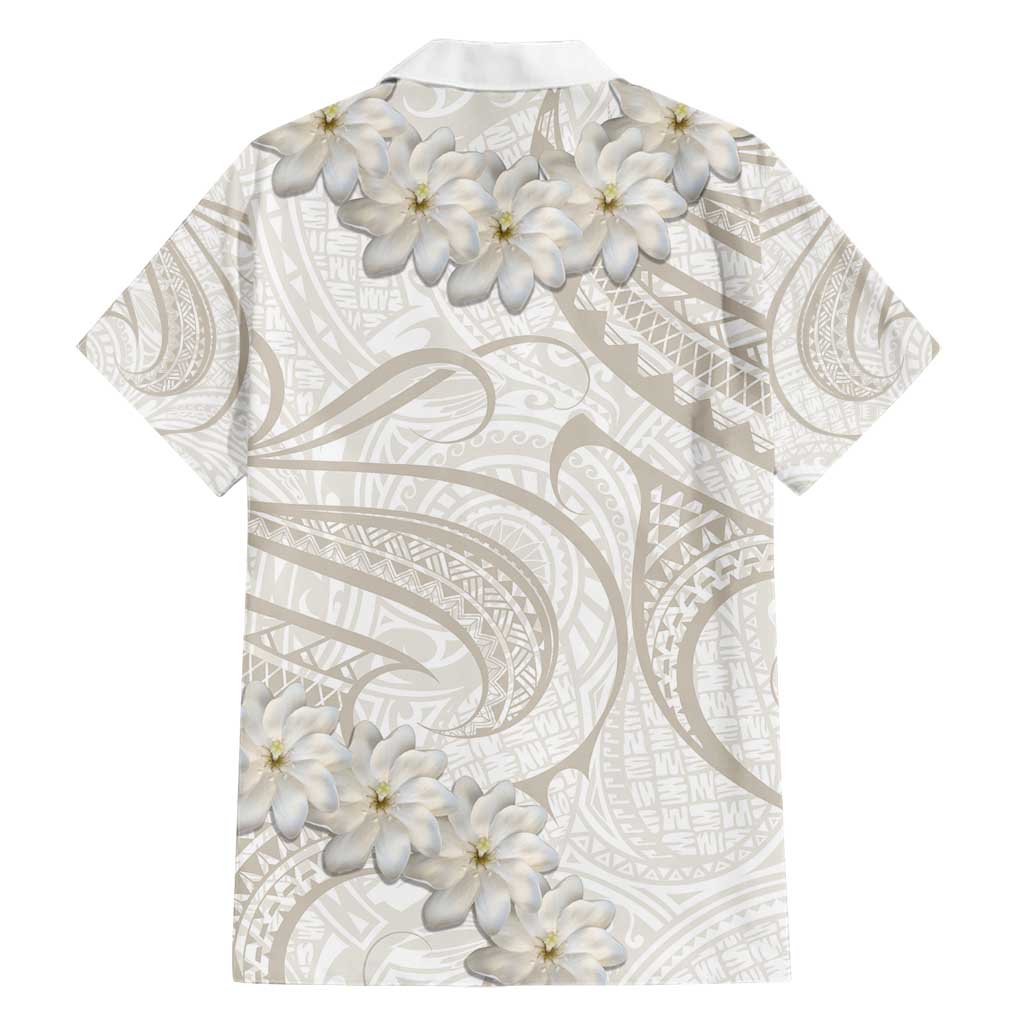 Tokelau Gardenia Thunbergia Family Matching Short Sleeve Bodycon Dress and Hawaiian Shirt Black Polynesian Art Vibe