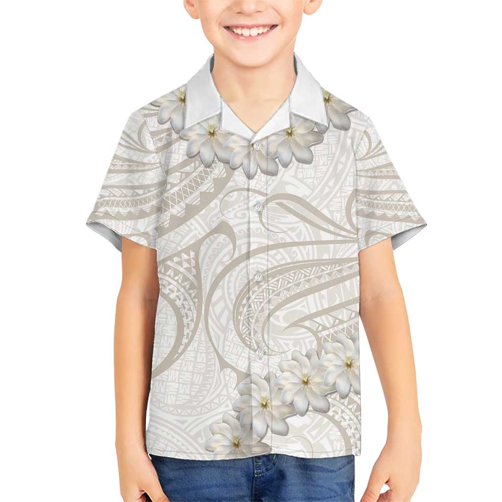 Tokelau Gardenia Thunbergia Family Matching Summer Maxi Dress and Hawaiian Shirt Black Polynesian Art Vibe