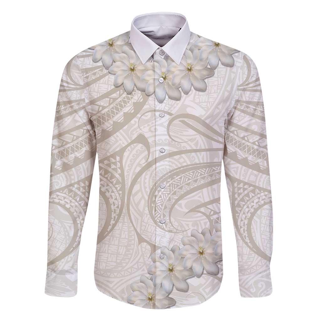 Tokelau Gardenia Thunbergia Family Matching Tank Maxi Dress and Hawaiian Shirt Black Polynesian Art Vibe