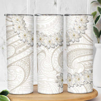 Tokelau Gardenia Thunbergia Skinny Tumbler Black Polynesian Art Vibe