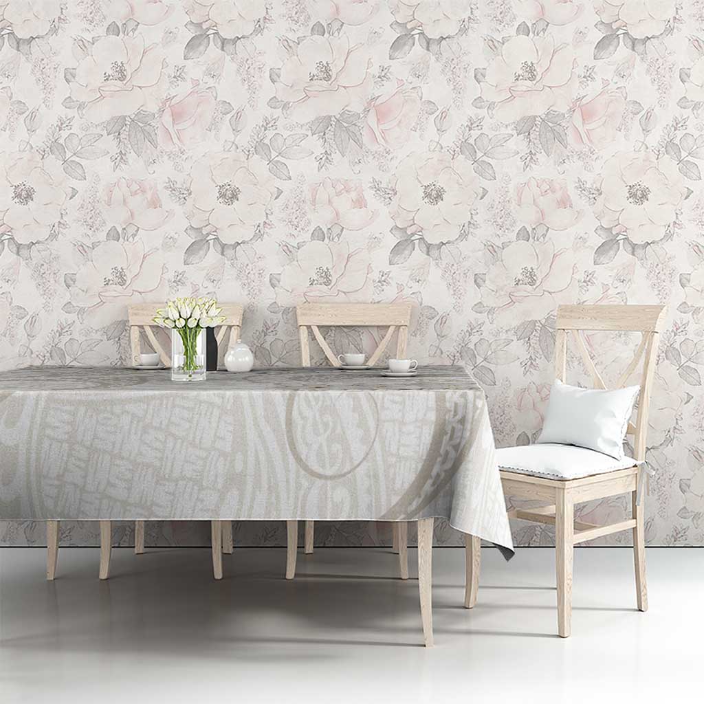 Tokelau Gardenia Thunbergia Tablecloth Black Polynesian Art Vibe