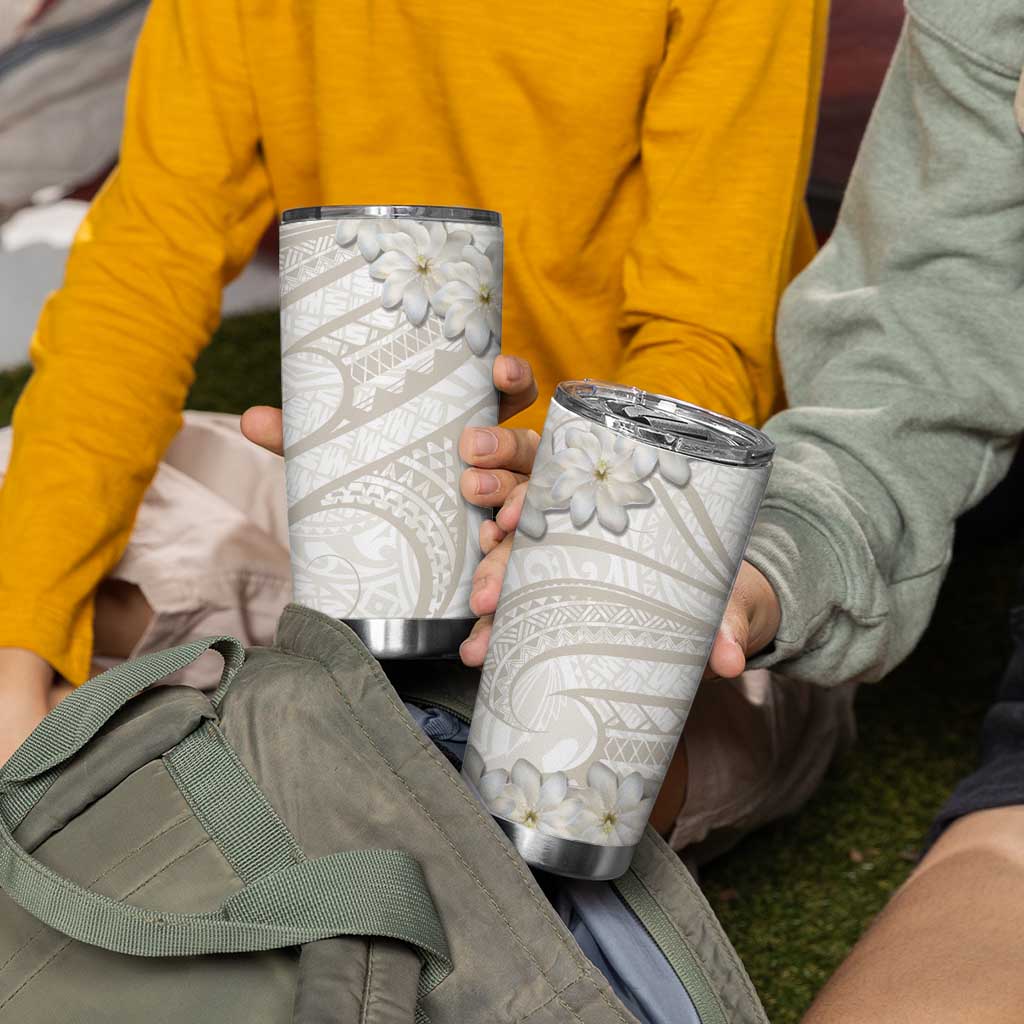 Tokelau Gardenia Thunbergia Tumbler Cup Black Polynesian Art Vibe