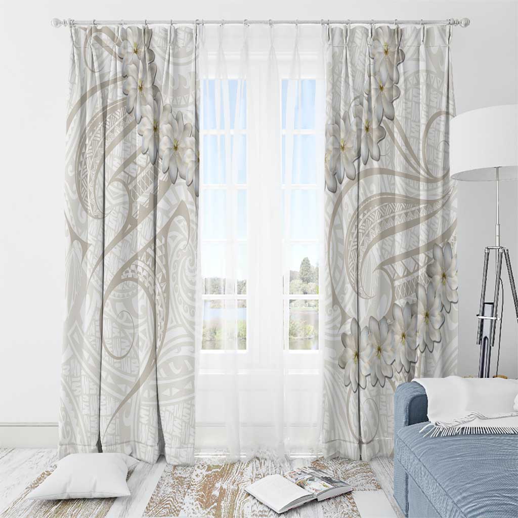 Tokelau Gardenia Thunbergia Window Curtain Black Polynesian Art Vibe