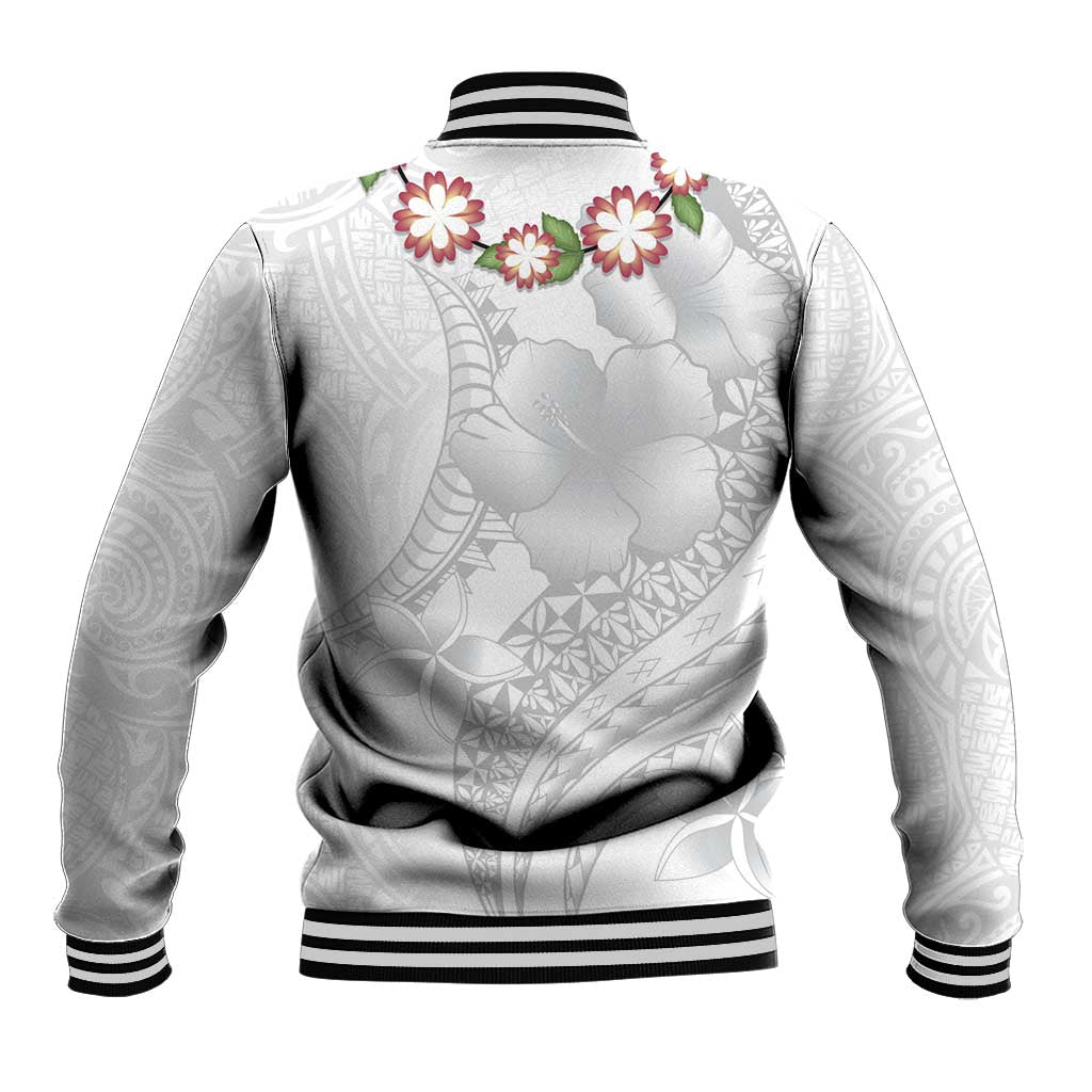 Manuia le Aso Sa o Tamaiti Tonga Baseball Jacket White Sunday Heilala Lei LT9 - Polynesian Pride
