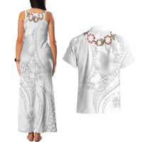 Manuia le Aso Sa o Tamaiti Tonga Couples Matching Tank Maxi Dress and Hawaiian Shirt White Sunday Heilala Lei