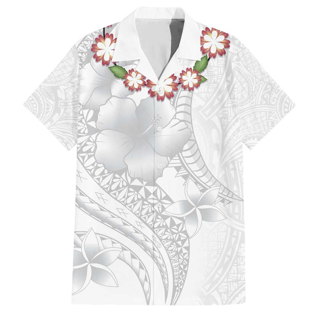 Manuia le Aso Sa o Tamaiti Tonga Family Matching Tank Maxi Dress and Hawaiian Shirt White Sunday Heilala Lei