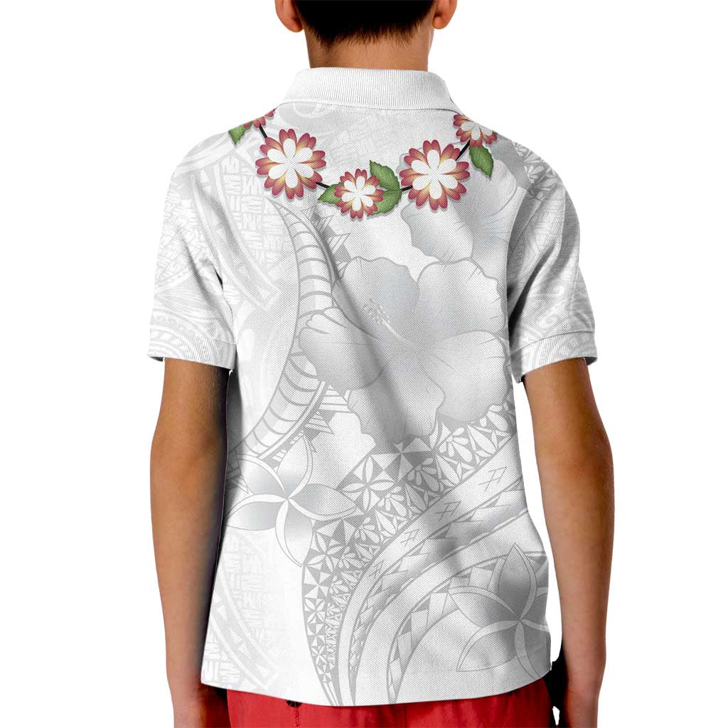 Manuia le Aso Sa o Tamaiti Tonga Kid Polo Shirt White Sunday Heilala Lei LT9 - Polynesian Pride
