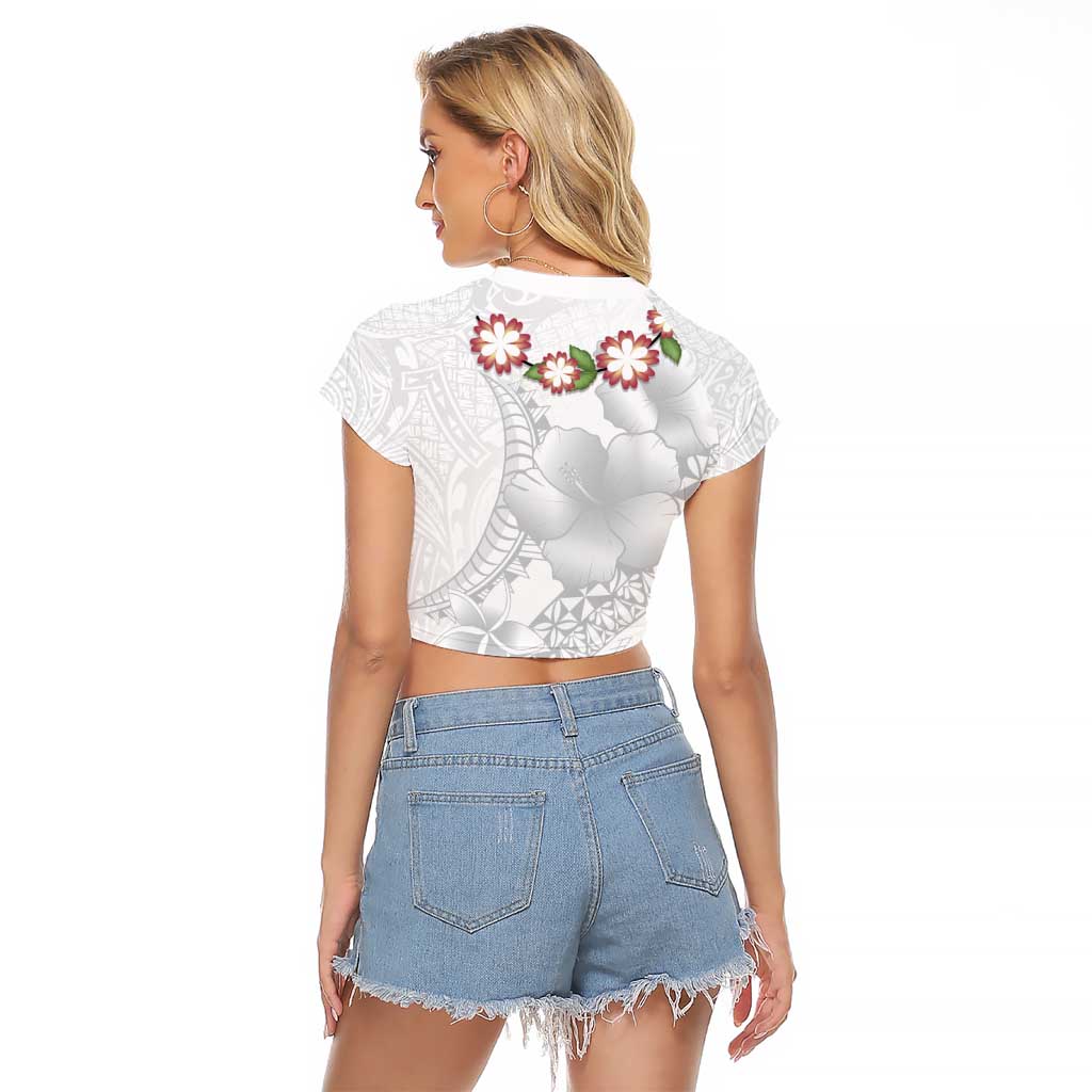 Manuia le Aso Sa o Tamaiti Tonga Raglan Cropped T Shirt White Sunday Heilala Lei LT9 - Polynesian Pride