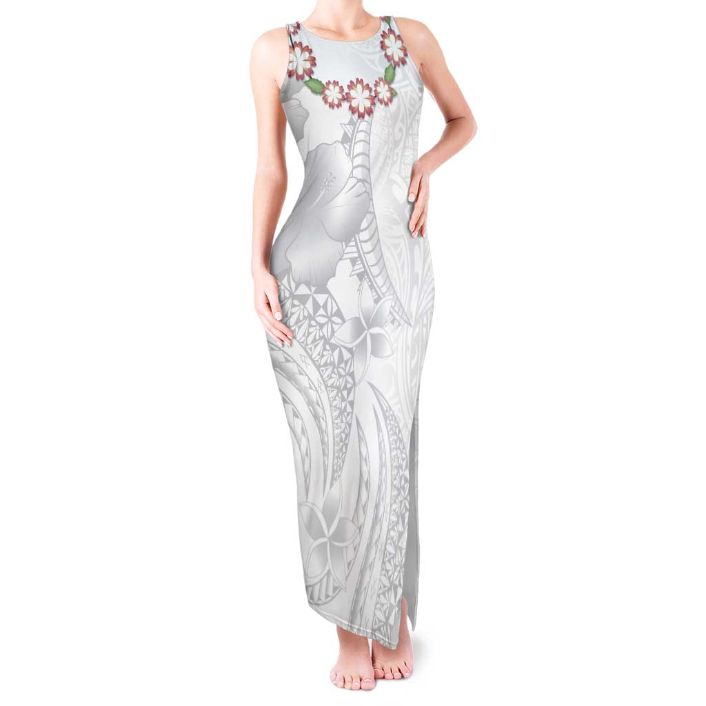 Manuia le Aso Sa o Tamaiti Tonga Tank Maxi Dress White Sunday Heilala Lei