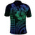 Hawaiian Sea Turtle Polo Shirt Blue Hibiscus Flowers and Kakau Pattern
