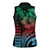 Hawaiian Sea Turtle Women Sleeveless Polo Shirt Green Hibiscus Flowers and Kakau Pattern