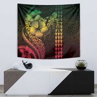 Hawaiian Sea Turtle Tapestry Reggae Hibiscus Flowers and Kakau Pattern