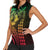 Hawaiian Sea Turtle Women Sleeveless Polo Shirt Reggae Hibiscus Flowers and Kakau Pattern