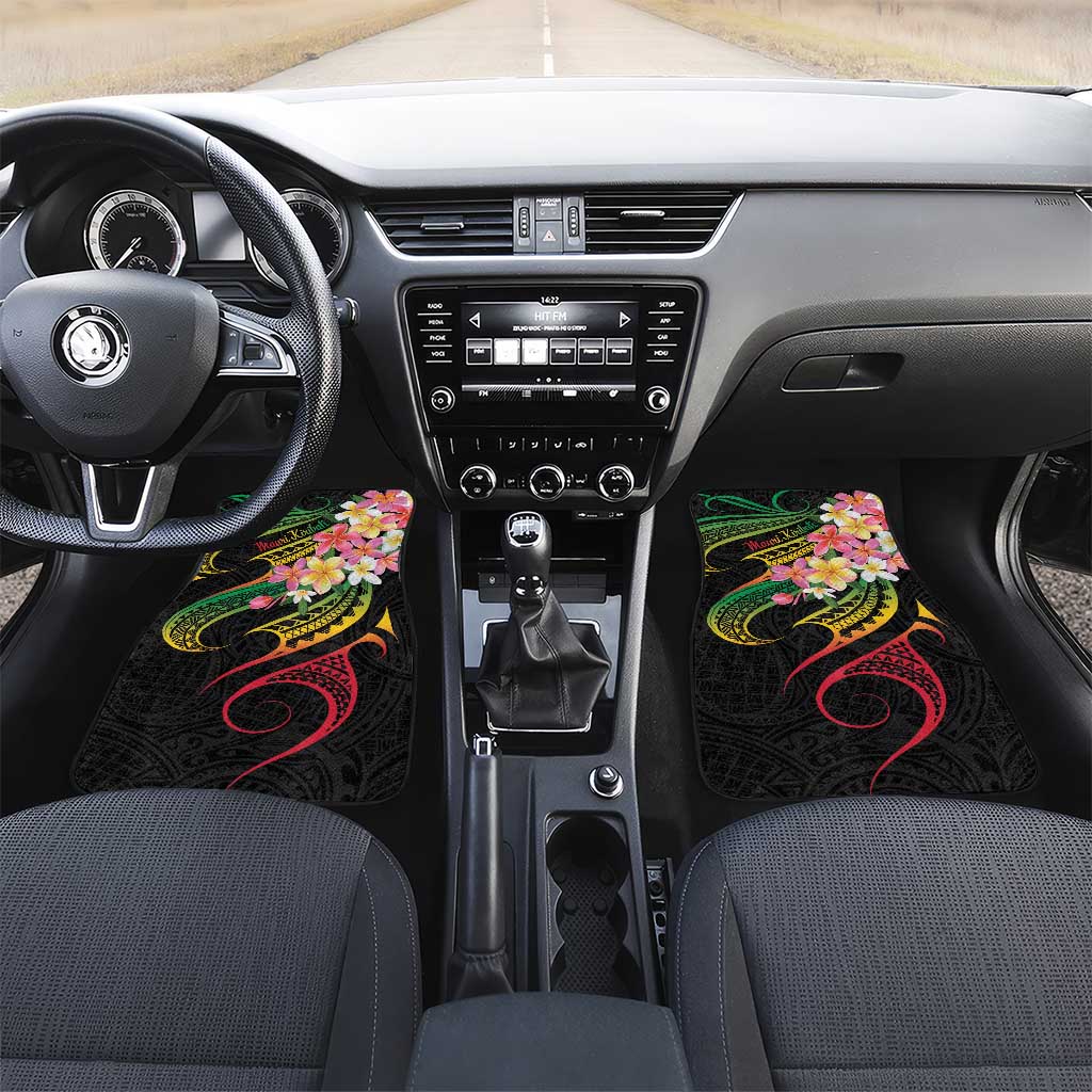 Kiribati Red Jasmine Mango Car Mats Reggae Polynesian Art Vibe