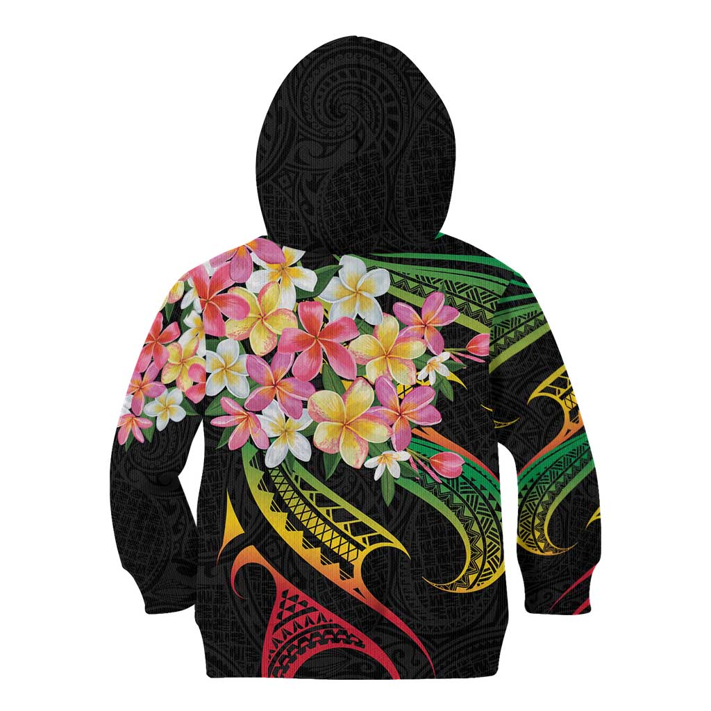 Kiribati Red Jasmine Mango Kid Hoodie Reggae Polynesian Art Vibe