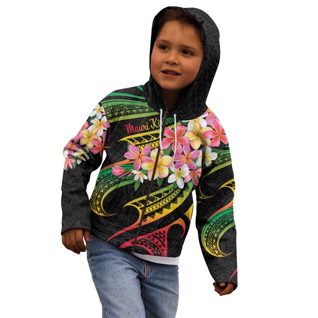 Kiribati Red Jasmine Mango Kid Hoodie Reggae Polynesian Art Vibe