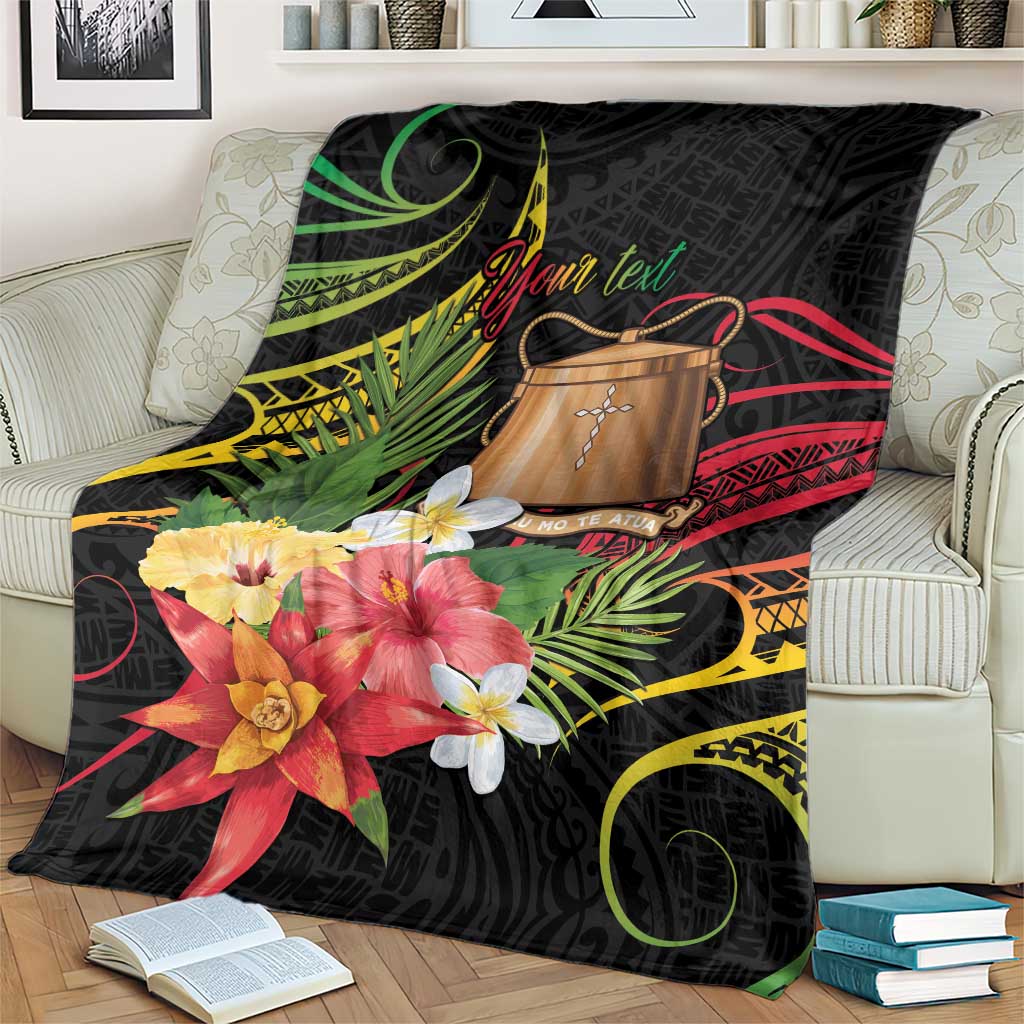 Personalised Tokelau Tropical Flowers Blanket Reggae Polynesian Art Vibe