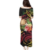 Personalised Tokelau Tropical Flowers Family Matching Puletasi and Hawaiian Shirt Reggae Polynesian Art Vibe