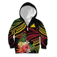Personalised Tokelau Tropical Flowers Kid Hoodie Reggae Polynesian Art Vibe