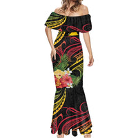 Personalised Tokelau Tropical Flowers Mermaid Dress Reggae Polynesian Art Vibe