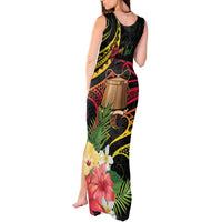 Personalised Tokelau Tropical Flowers Tank Maxi Dress Reggae Polynesian Art Vibe