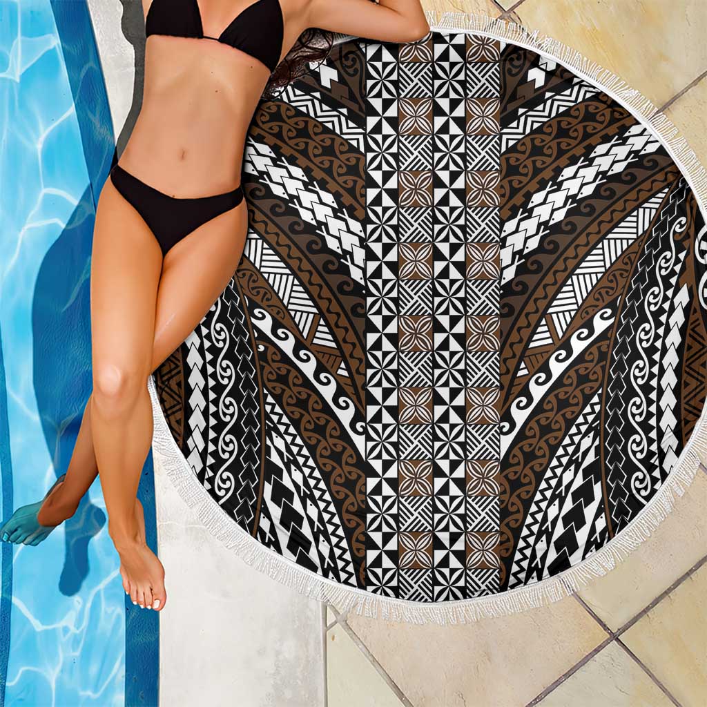 Brown Tongan Polynesian Tribal Beach Blanket - Polynesian Pride