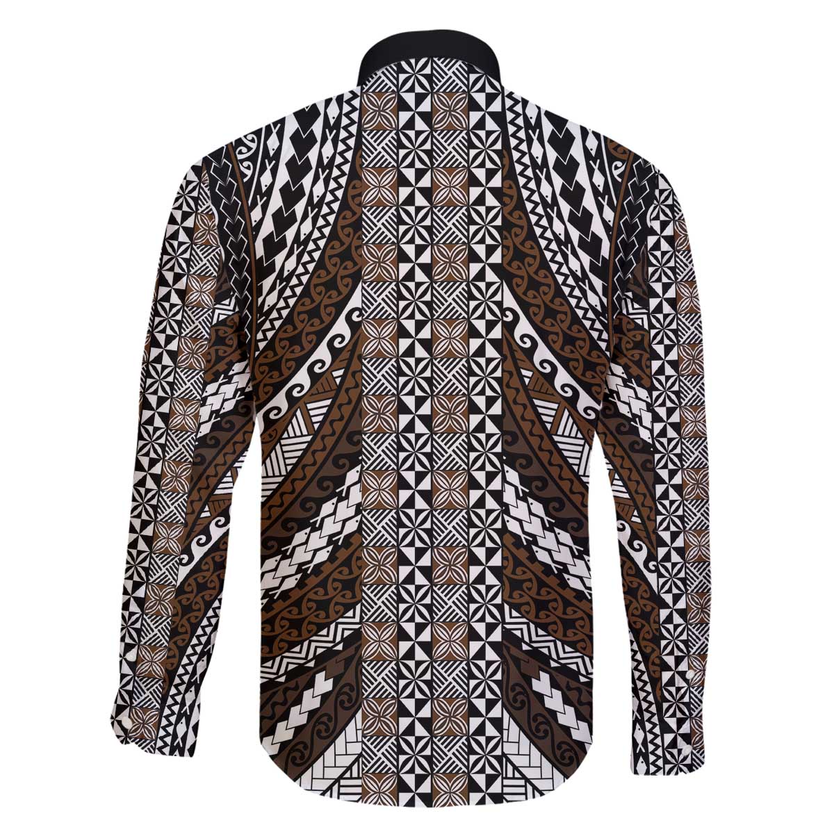 Brown Tongan Polynesian Tribal Family Matching Off The Shoulder Long Sleeve Dress and Hawaiian Shirt - Polynesian Pride