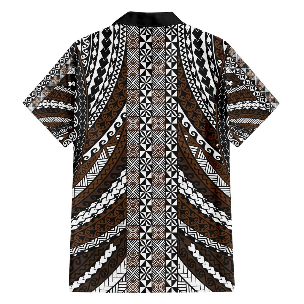 Brown Tongan Polynesian Tribal Family Matching Puletasi and Hawaiian Shirt - Polynesian Pride