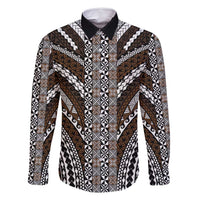 Brown Tongan Polynesian Tribal Family Matching Tank Maxi Dress and Hawaiian Shirt - Polynesian Pride