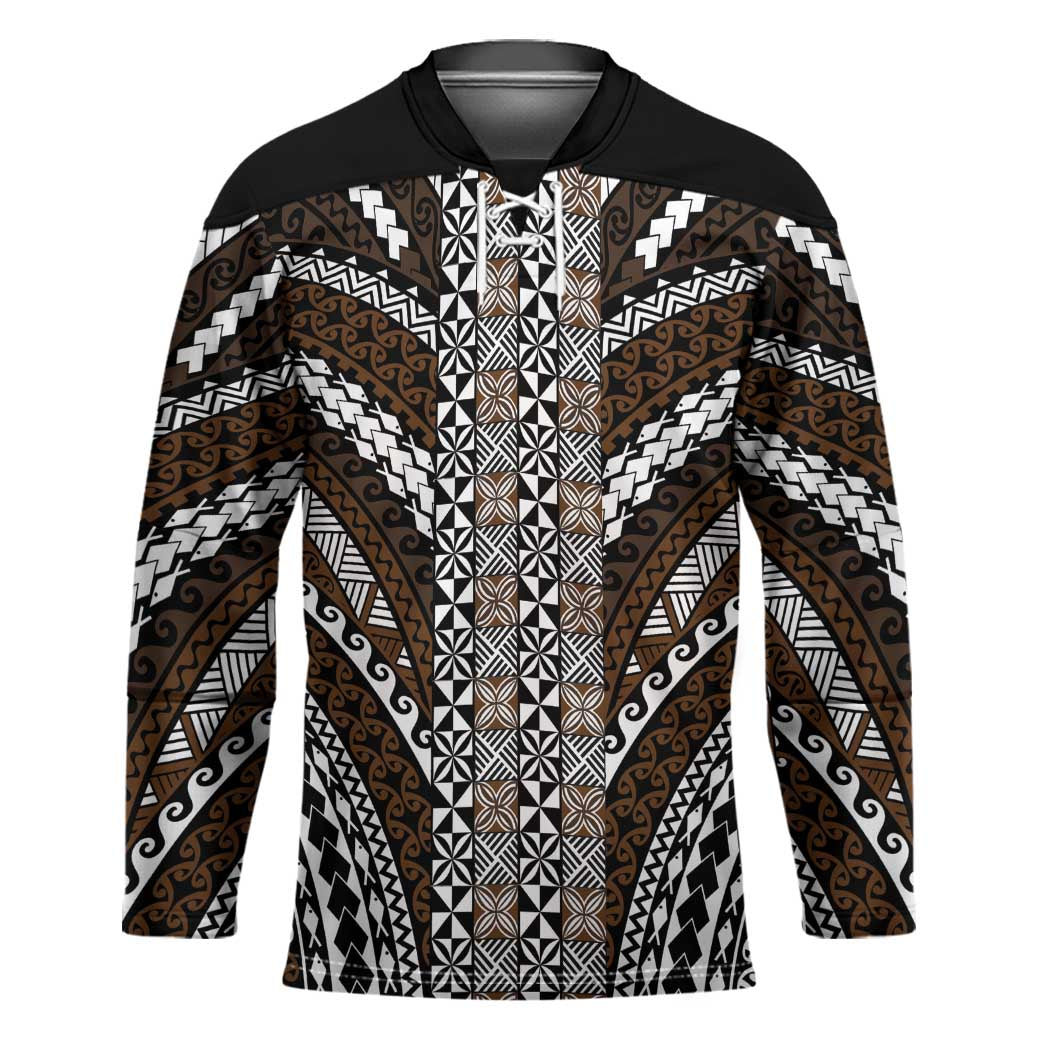 Brown Tongan Polynesian Tribal Hockey Jersey - Polynesian Pride