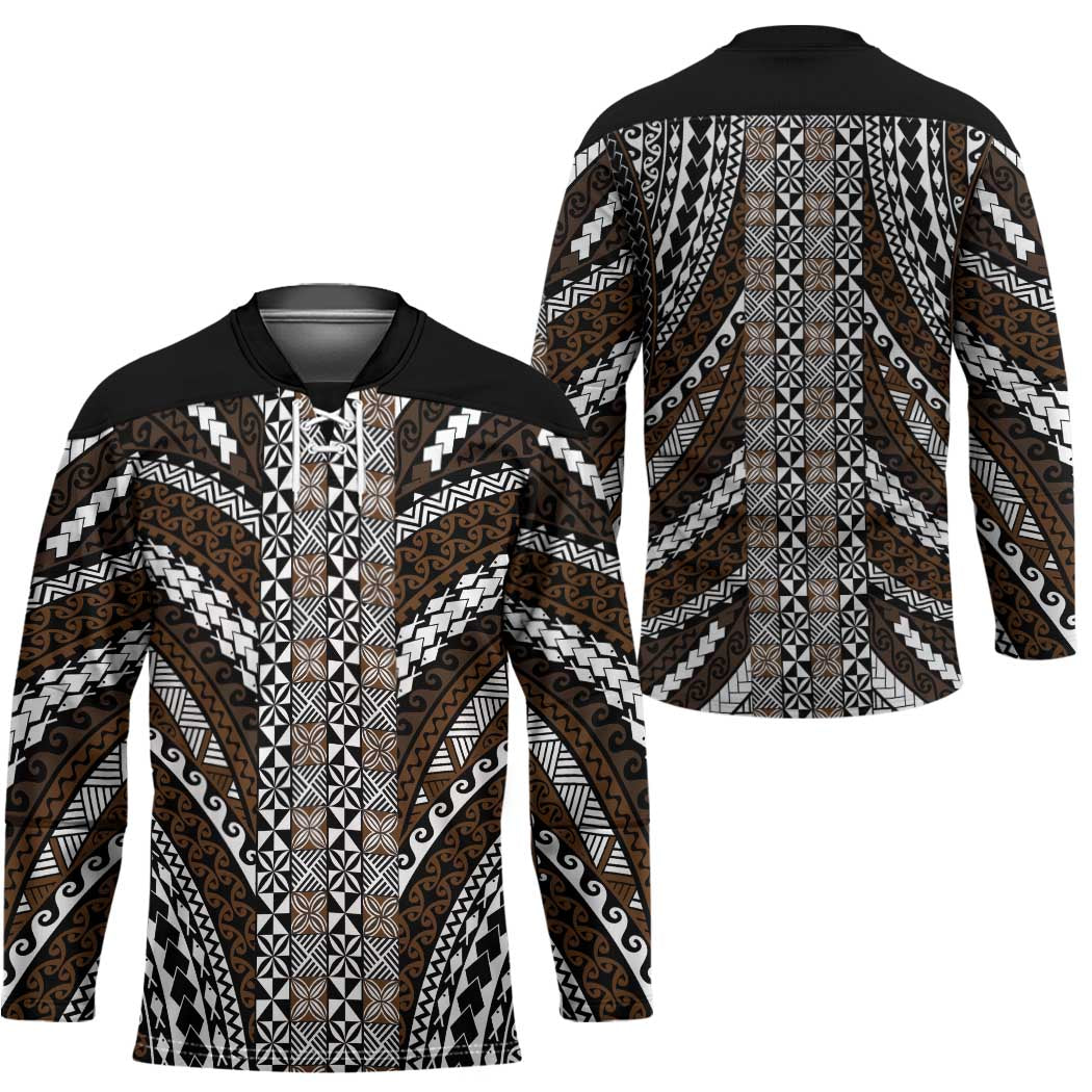 Brown Tongan Polynesian Tribal Hockey Jersey - Polynesian Pride