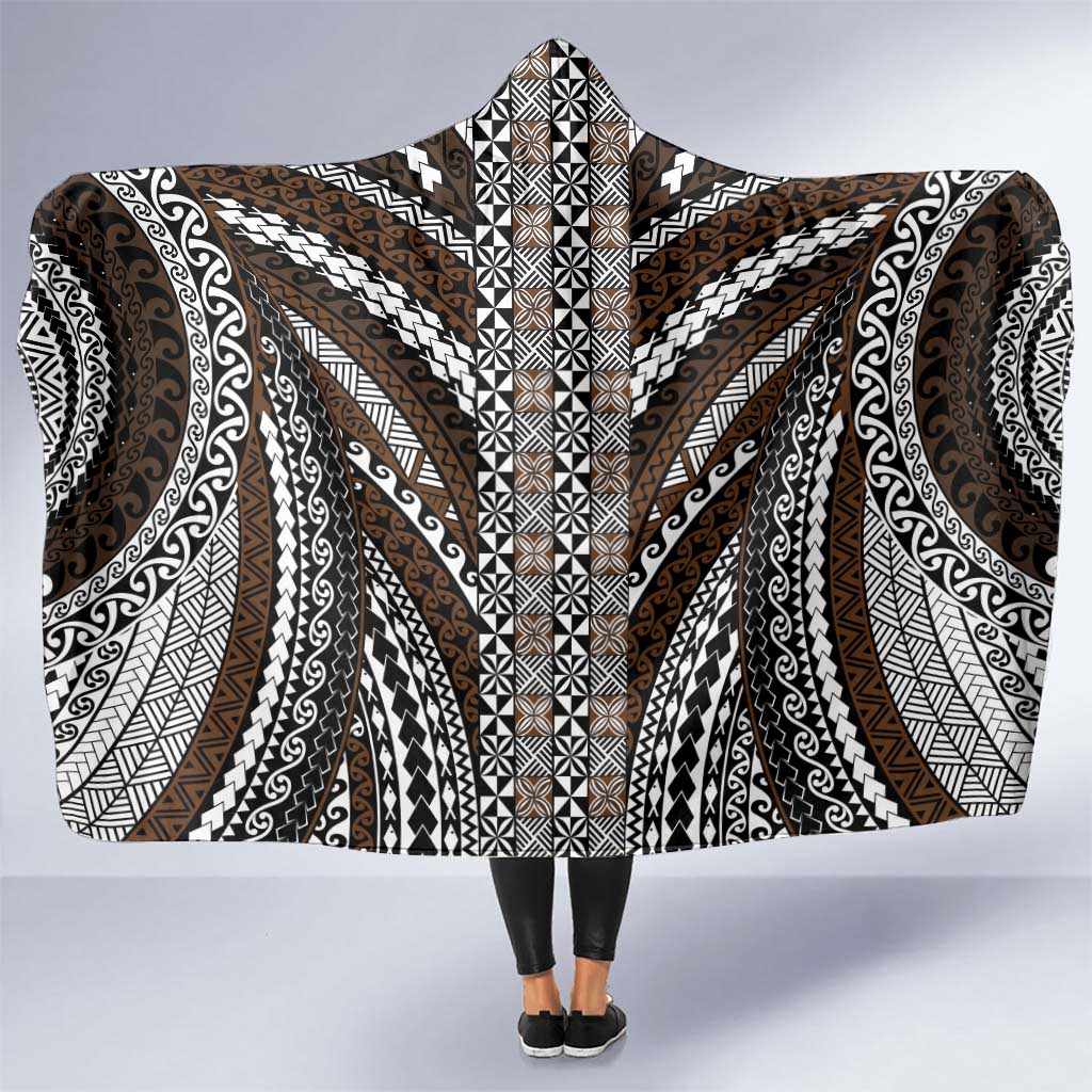 Brown Tongan Polynesian Tribal Hooded Blanket - Polynesian Pride