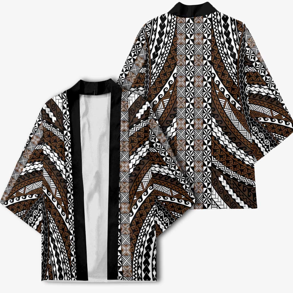 Brown Tongan Polynesian Tribal Kimono - Polynesian Pride