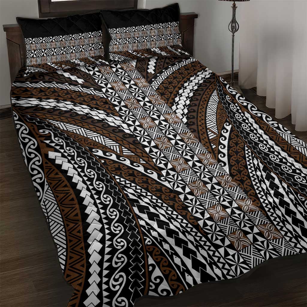 Brown Tongan Polynesian Tribal Quilt Bed Set - Polynesian Pride