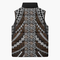 Brown Tongan Polynesian Tribal Sleeveless Puffer Jacket - Polynesian Pride